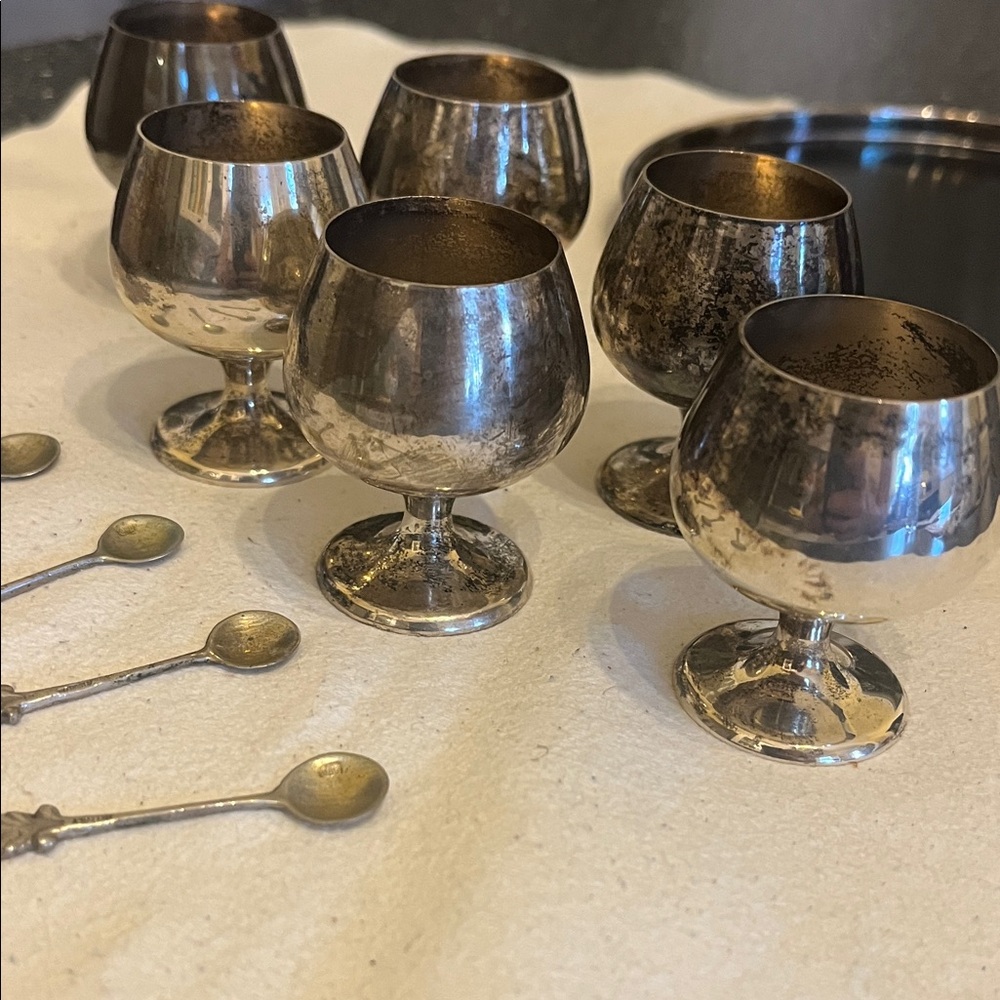 Gorham Silver Goblet Set with Spoons and Tray - Picture 5 of 8